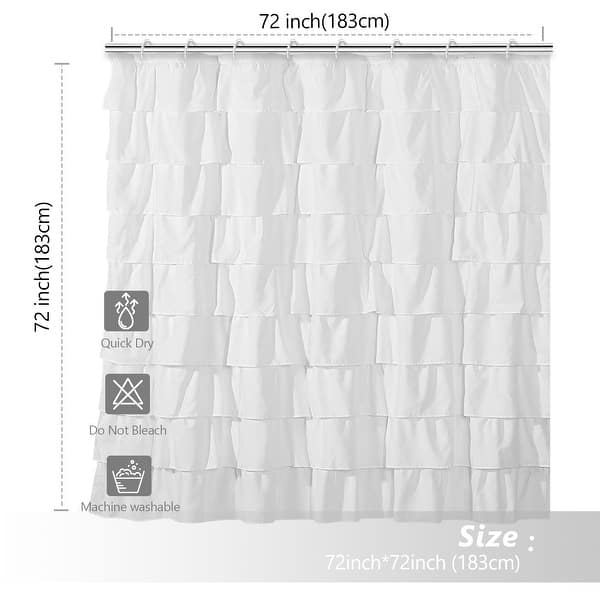 Style QuartersWhite Ruffle Shower Curtain72"x72"1PC Bed Bath